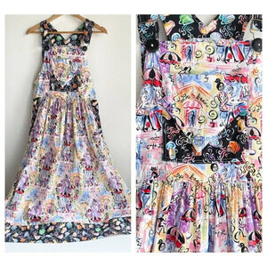 Dee's Designs Handmade Parisian  CAfe Print Pinafore Dress S